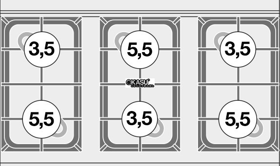 bep au 6 dau dot dung gas va lo nuong gas (cua thep khong gi) lotus cf6-610g hinh 0