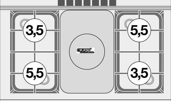 bep au 4 hong dung gas va lo nuong dien (cua thep khong gi) lotus tpf4-610gem hinh 0