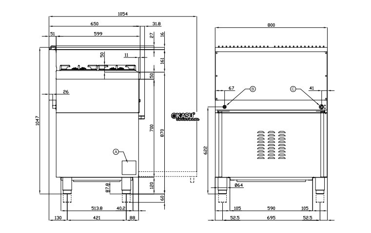 bep au 4 dau dot dung gas kem lo nuong dien da chuc nang (cua kinh) lotus cf4-8gem hinh 1