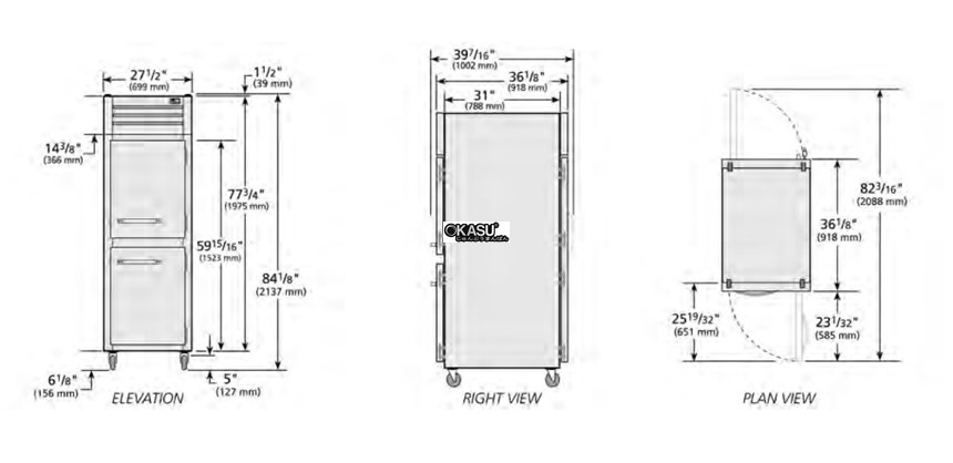 tu lanh cua xoay nua truoc/sau bang kinh pass-thru solid voi chat lam lanh hydrocarbon true sta1rpt-2hs-1g-hc hinh 0