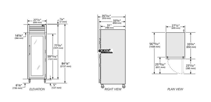 tu lanh cua xoay reach-in glass voi chat lam lanh hydrocarbon true stg1r-1g-hc hinh 0