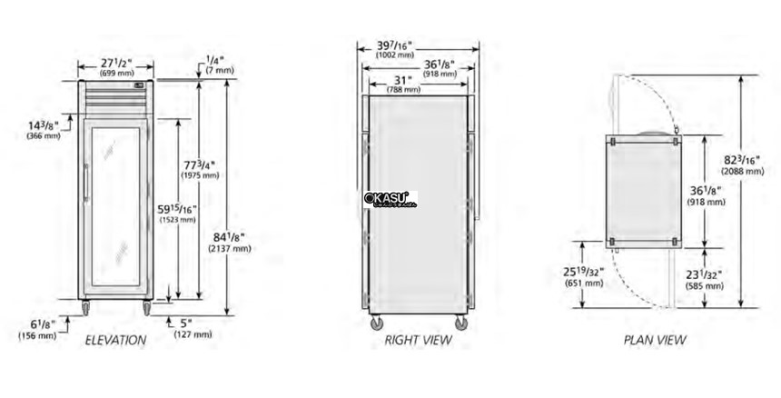 tu lanh cua xoay phia truoc bang kinh/phia sau chac chan voi chat lam lanh hydrocarbon true stg1rpt-1g-1s-hc hinh 0