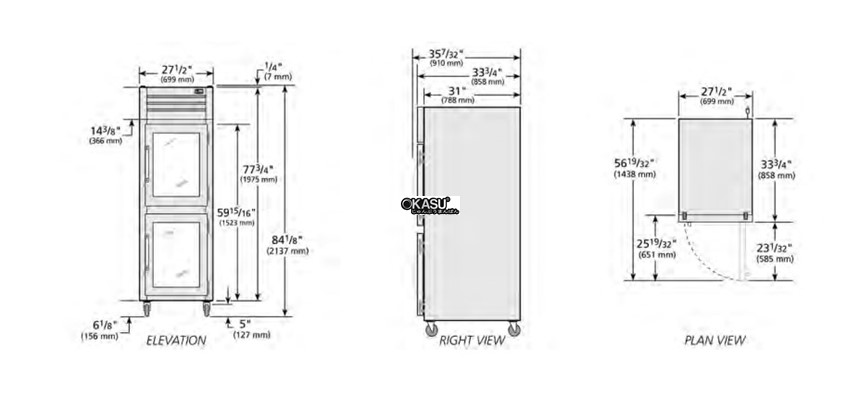 tu lanh cua xoay nua kinh reach-in true str1r-2hg-hc hinh 0
