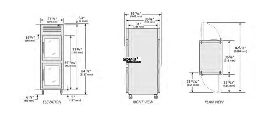 tu lanh cua xoay nua kinh phia truoc/cua xoay phia sau dac pass-thru true str1rpt-2hg-1s-hc hinh 0