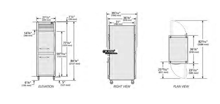 tu lanh cua xoay nua truoc/sau bang kinh pass-thru solid true str1rpt-2hs-1g-hc hinh 0