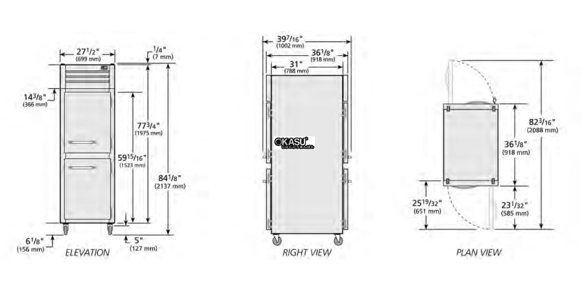 tu lanh cua xoay nua truoc/nua sau dang ran pass-thru true str1rpt-2hs-2hs-hc hinh 0
