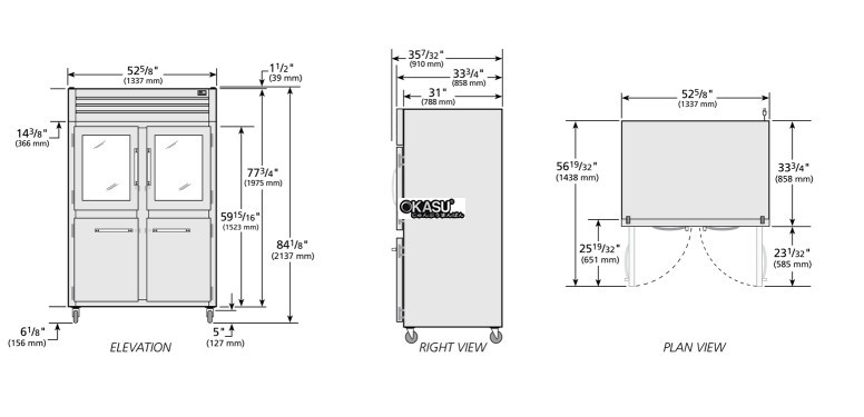 tu lanh cua xoay ket hop reach-in true sta2r-2hg/2hs-hc hinh 0