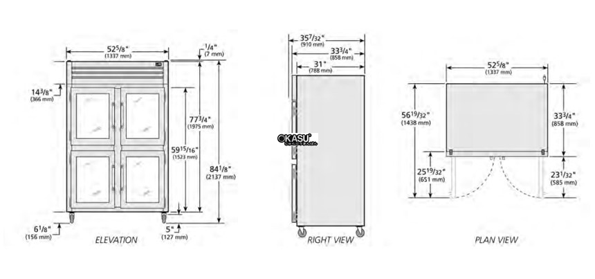 tu lanh cua xoay nua kinh reach-in true sta2r-4hg-hc hinh 0