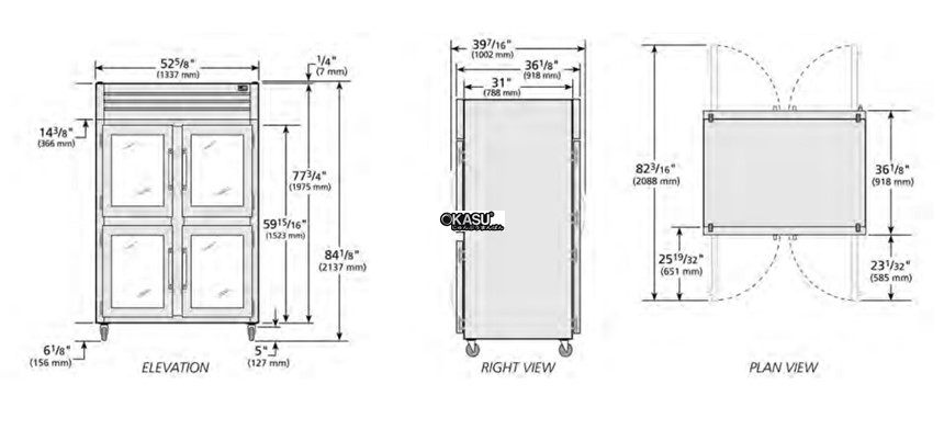 tu lanh cua xoay nua truoc/sau bang kinh pass-thru true sta2rpt-4hg-2g-hc hinh 0