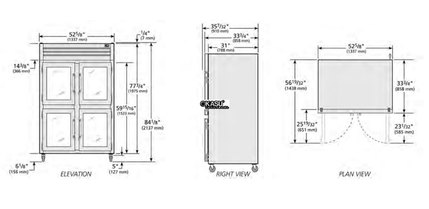 tu lanh cua xoay nua kinh reach-in true stg2r-4hg-hc hinh 0