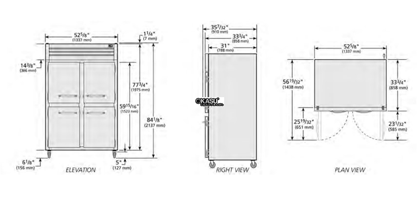 tu lanh cua xoay nua truoc/cua kinh phia sau ket hop pass-thru true stg2rpt-2hg/2hs-2g-hc hinh 0