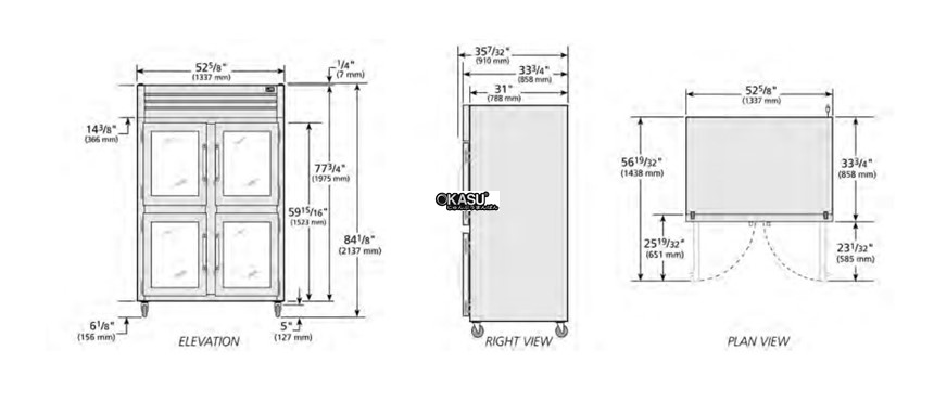 tu lanh cua xoay nua kinh reach-in true str2r-4hg-hc hinh 0