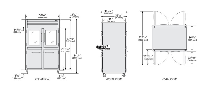 tu lanh ket hop nua phia truoc/cua xoay dac phia sau pass-thru true str2rpt-2hg/2hs-2s-hc hinh 0