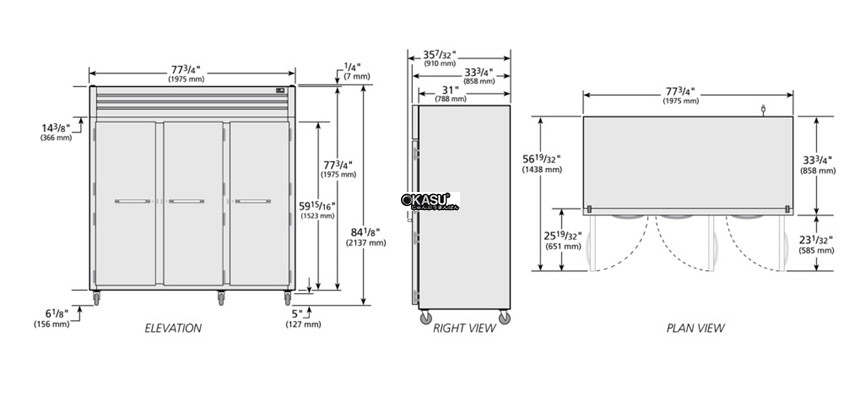 tu lanh cua xoay dac reach-in true sta3r-3s-hc hinh 0
