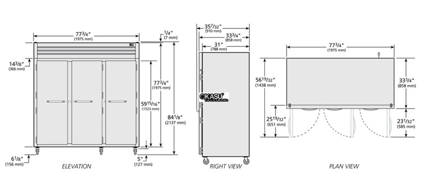 tu lanh cua xoay dac reach-in true stg3r-3s-hc hinh 0