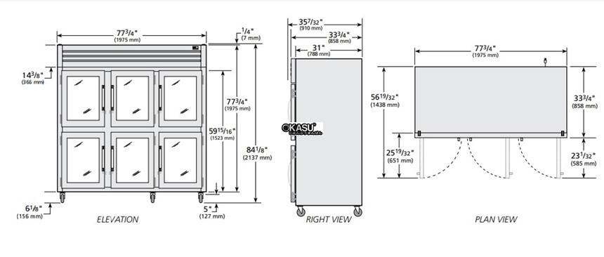 tu lanh cua xoay nua kinh reach-in co den led doc true str3rvld-6hg-hc hinh 0