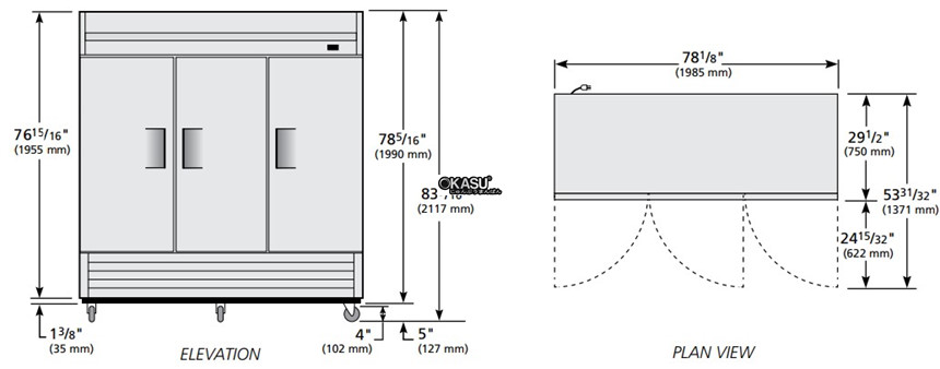 tu lanh cua xoay ran reach-in true t-72-hc hinh 0