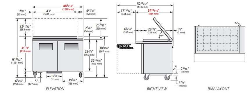ban sandwich/salad cua dac mega-top co nap kinh phang true tssu-48-18m-b-fglid-hc hinh 0