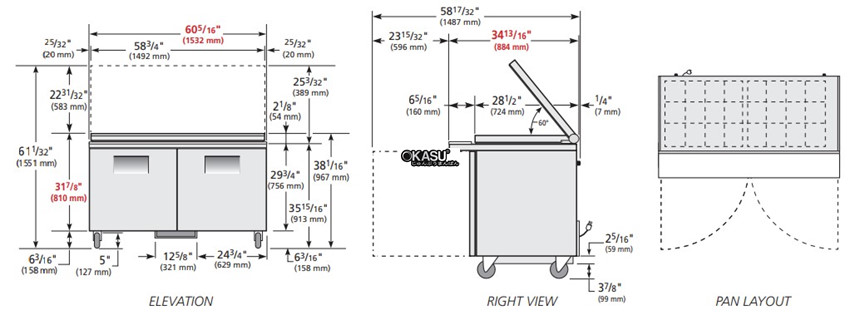 ban sandwich/salad cua dac mega-top co nap kinh phang true tssu-60-24m-b-st-fglid-hc hinh 0