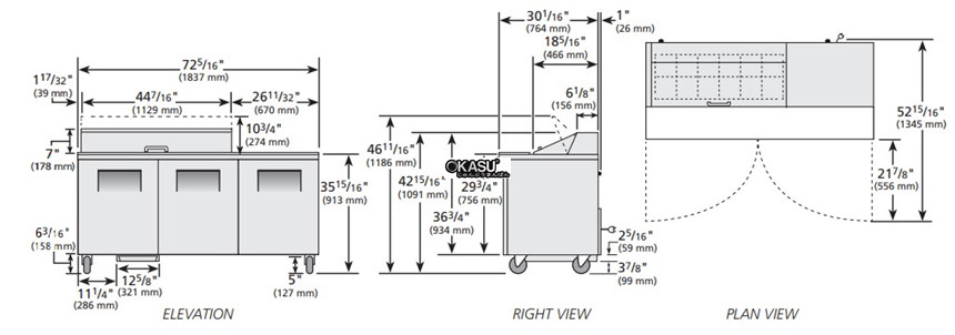 ban sandwich/salad cua dac true tssu-72-12-hc hinh 0