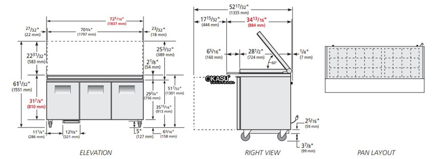 ban sandwich/salad cua dac mega-top co nap kinh phang true tssu-72-30m-b-st-fglid-hc hinh 0
