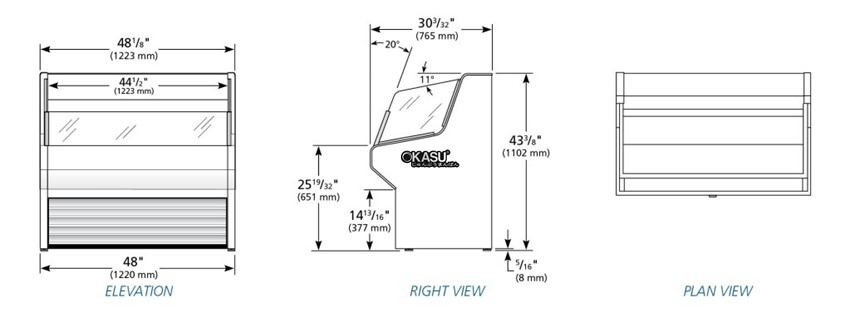tu trung bay hang lanh rem khi nam ngang voi lop ngoai bang thep khong gi co den led true thac-48-s-hc-ld hinh 0