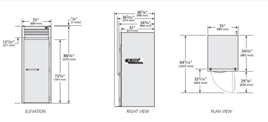 tu suoi am cua xoay dac cao 89" roll-in true stg1hri89-1s hinh 0