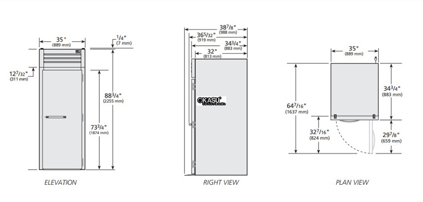 tu suoi am cua xoay dac cao 89" roll-in true str1hri89-1s hinh 0