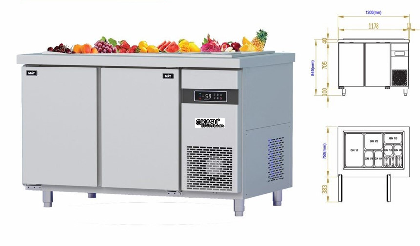  ban salad 2 canh inox okiwi bmq.sld1275 - 1200x750x850 hinh 0