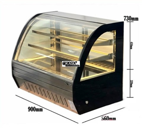 tu mat trung bay banh kem mini kinh cong snow village gb-120 0.9m hinh 0