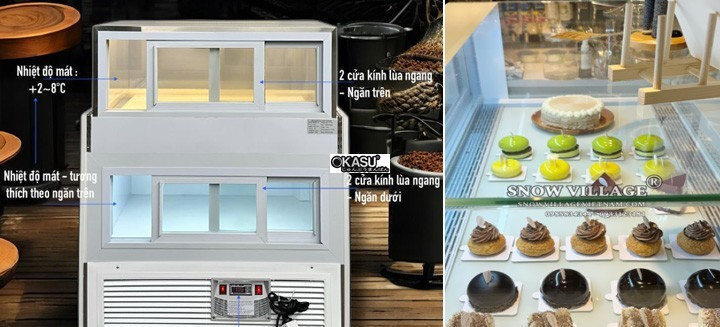 tu banh kem kinh vuong 1 tang snow village gb-250-4l-z1 0.9m  hinh 1