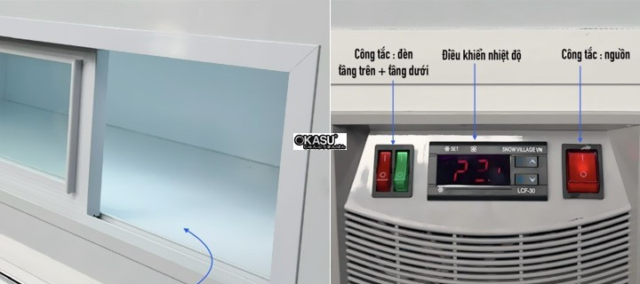 tu banh kem kinh vuong 1 tang snow village gb-300-4l-z1 1m2 hinh 2