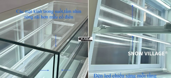 tu banh kem kinh vuong khong vien 3 tang snow village dg-1200 1m2 hinh 1