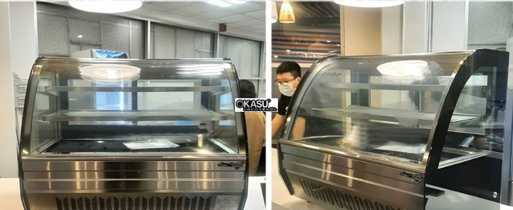 tu mat trung bay banh kem mini kinh cong snow village gb-120 0.9m hinh 1