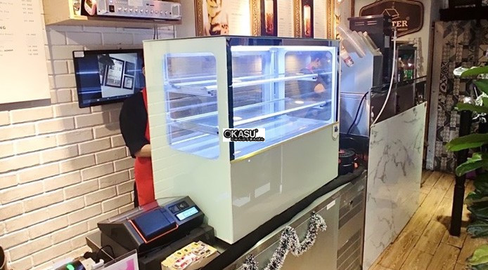 tu banh kem de ban kinh vuong snow village gb-120v 0.9m hinh 0