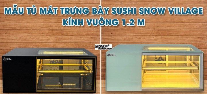 tu mat trung bay sushi kinh vuong snow village ss-1.2v 1m2 hinh 0
