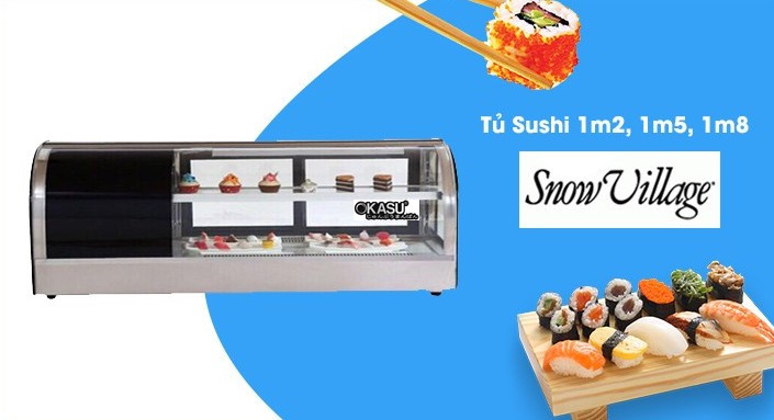 tu mat trung bay sushi kinh cong snow village ss-1.2 1m2 hinh 0