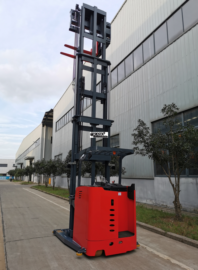 xe nang dien sieu hep 1.5 tan, nang cao 10m kusami hinh 0