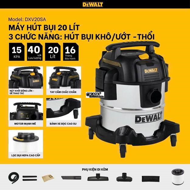 may hut bui 3 chuc nang 20l dewalt dxv20sa – 20 lit – 15kpa hinh 0