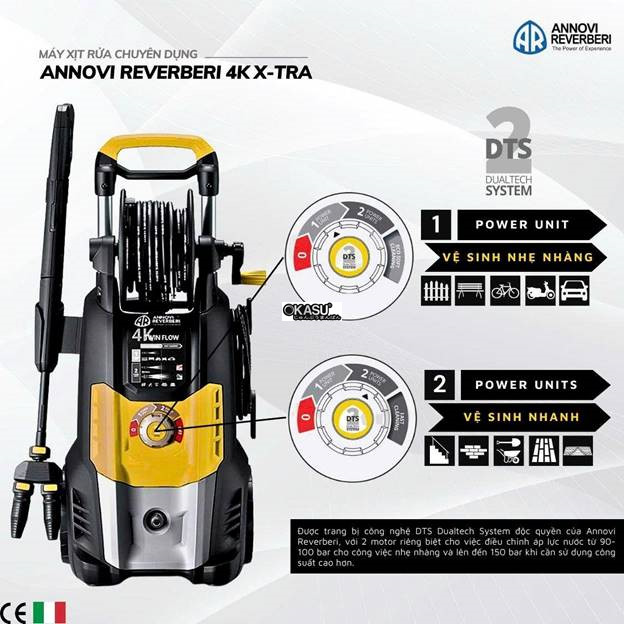 may xit rua chuyen dung annovi reverberi 4k twin flow – motor kep, ap luc cao 150bar, 2500w hinh 0