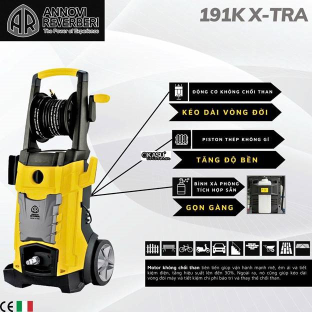 may xit rua chuyen dung annovi reverberi 191k x-tra – motor tu, ap luc cao 140bar, 2000w hinh 0