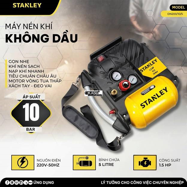 may nen khi khong dau 5l stanley dn200/10/5 hinh 0