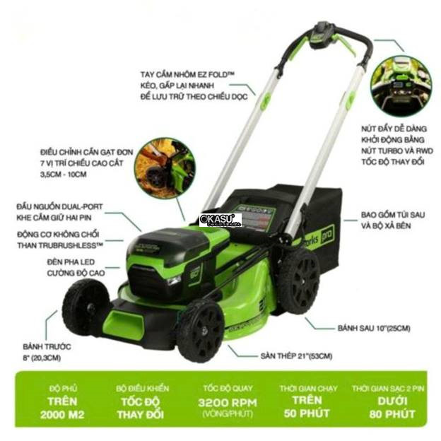 may cat co day tay dung pin greenworks pro mo60l424 (60v) hinh 1