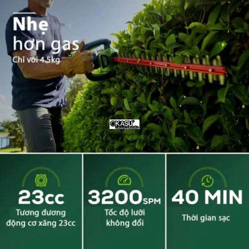 may cat tia hang rao dung pin greenworks htc402 hinh 0