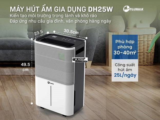 may hut am fujihaia dh25w cong suat 25 lit/ngay, co ket noi wifi hinh 1